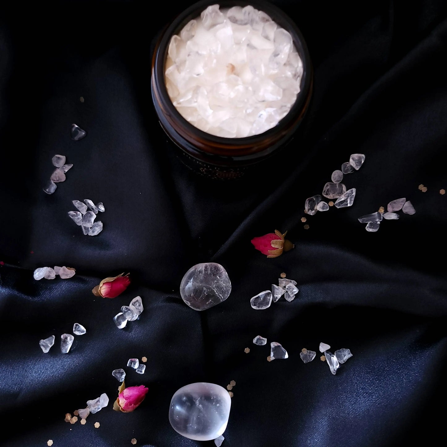 Bougie 'Purification' - Cristal de Roche Jasmin Rose